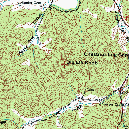 Topographic Map of Big Elk Knob, NC