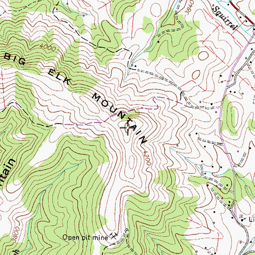 Topographic Map of Big Elk Mountain, NC