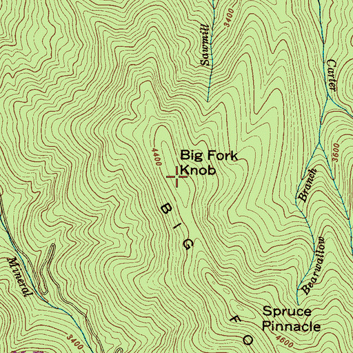 Topographic Map of Big Fork Knob, NC