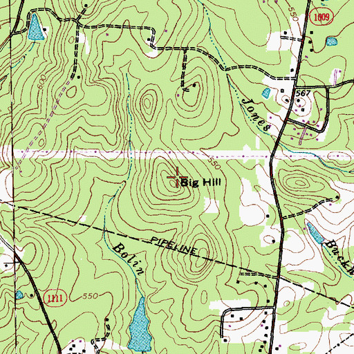 Topographic Map of Big Hill, NC