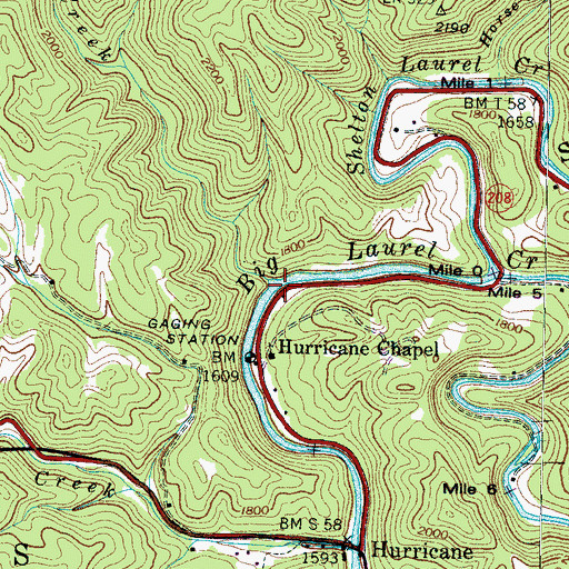 Topographic Map of Big Hurricane Creek, NC