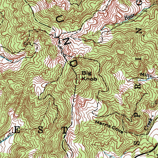 Topographic Map of Big Knob, NC
