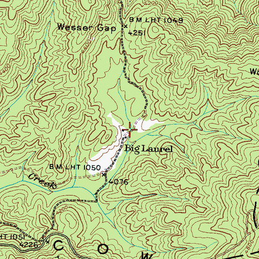 Topographic Map of Big Laurel, NC