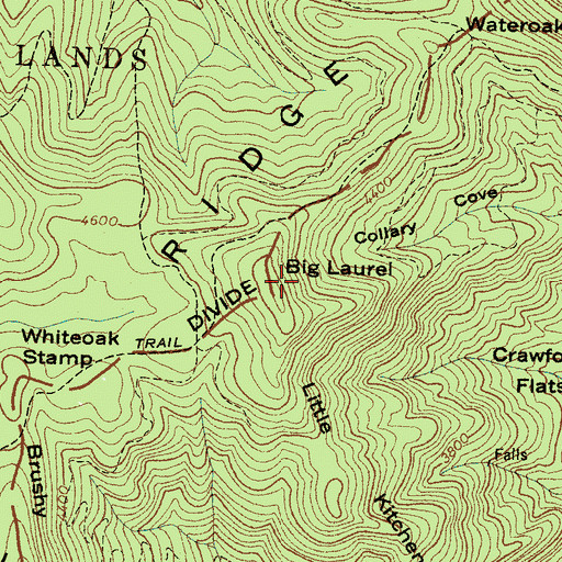 Topographic Map of Big Laurel, NC