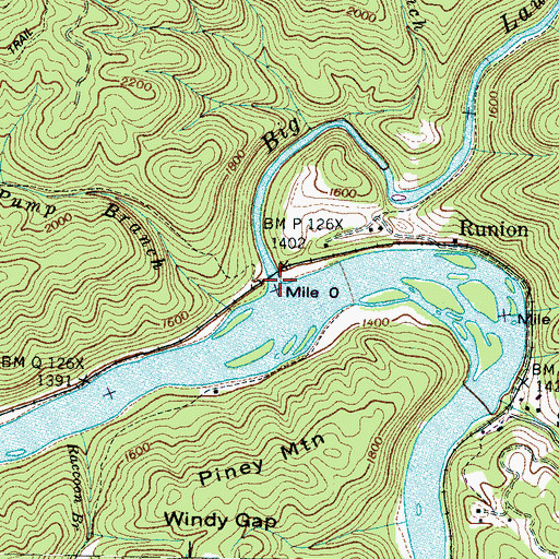 Topographic Map of Big Laurel Creek, NC