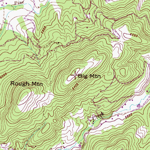 Topographic Map of Big Mountain, NC