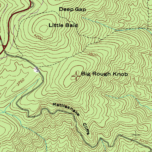 Topographic Map of Big Rough Knob, NC