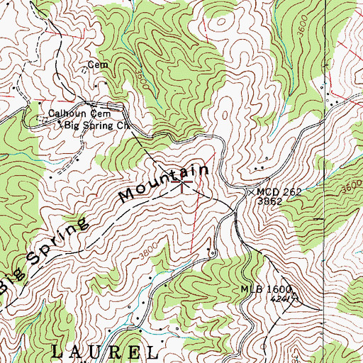 Topographic Map of Big Spring Mountain, NC