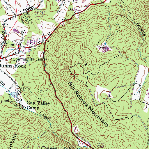 Topographic Map of Bill Raines Mountain, NC