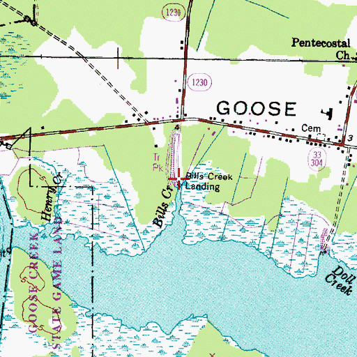 Topographic Map of Bills Creek Landing, NC