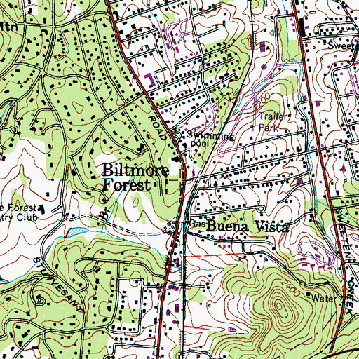 Topographic Map of Biltmore Forest, NC