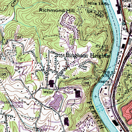 Topographic Map of Bingham Heights, NC