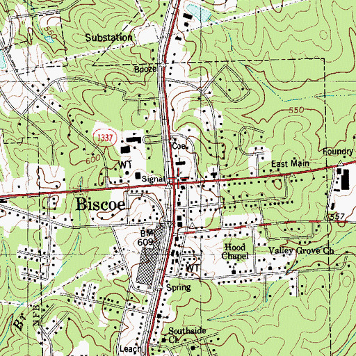 Topographic Map of Biscoe, NC