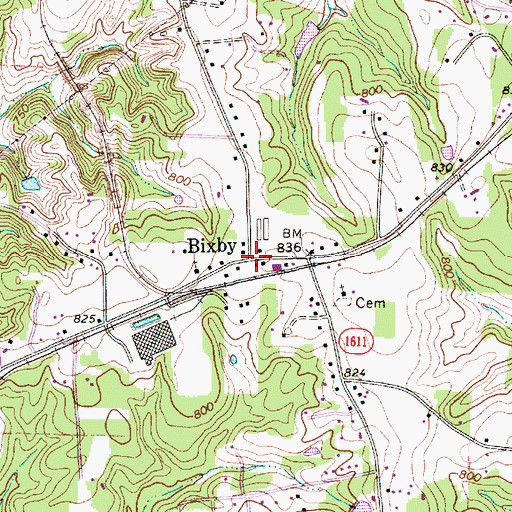 Topographic Map of Bixby, NC