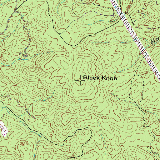 Topographic Map of Black Knob, NC