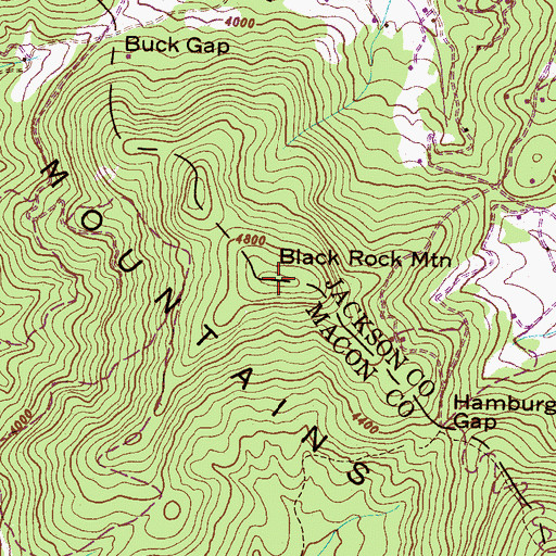 Topographic Map of Black Rock Mountain, NC