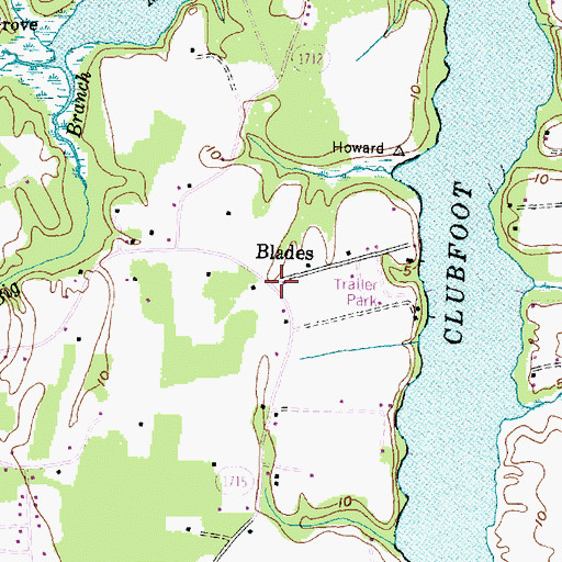 Topographic Map of Blades, NC