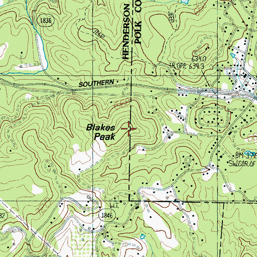 Topographic Map of Blakes Peak, NC