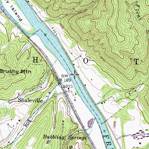 Topographic Map of Blood River, NC