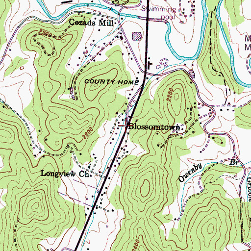 Topographic Map of Blossomtown, NC