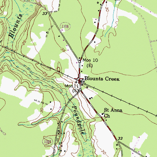 Topographic Map of Blounts Creek, NC