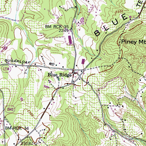 Topographic Map of Blue Ridge, NC