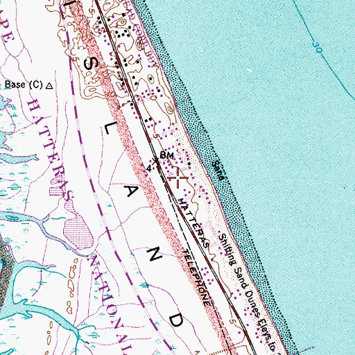 Topographic Map of Bodie Island, NC