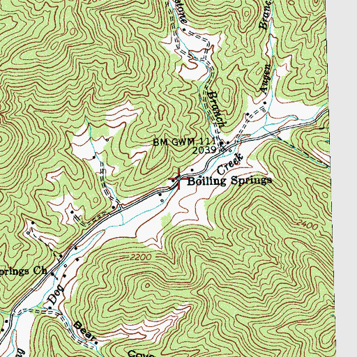Topographic Map of Boiling Springs, NC