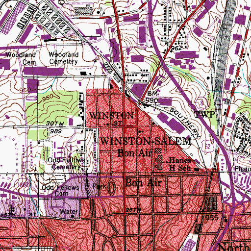 Topographic Map of Bon Air, NC