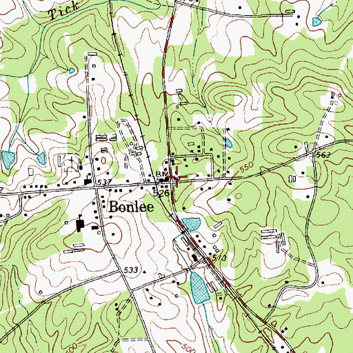 Topographic Map of Bonlee, NC