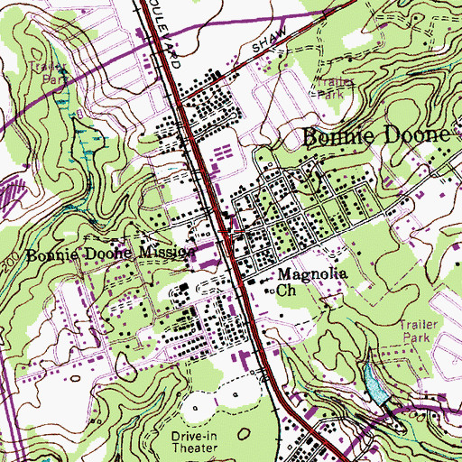 Topographic Map of Bonnie Doone, NC