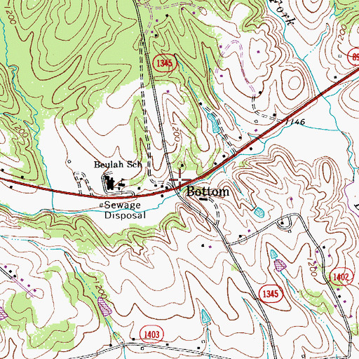 Topographic Map of Beulah, NC