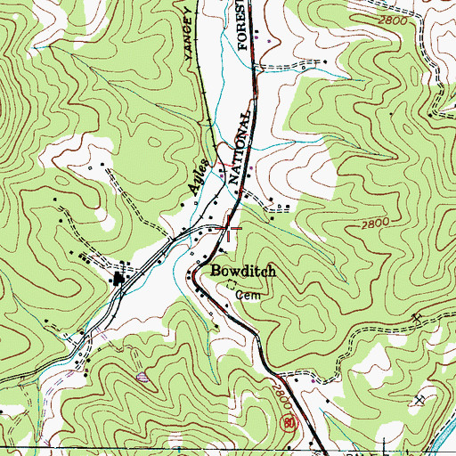 Topographic Map of Bowditch, NC