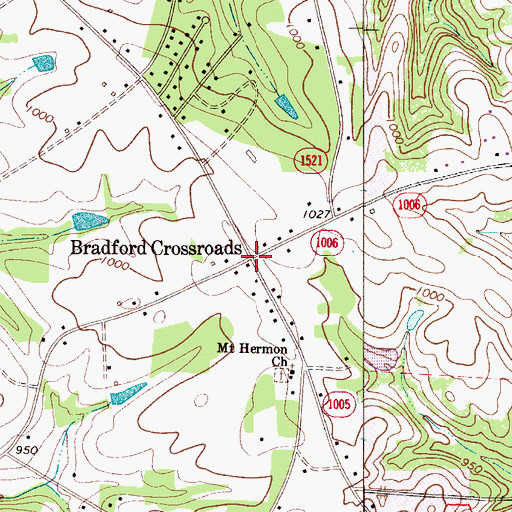 Topographic Map of Bradford Crossroads, NC