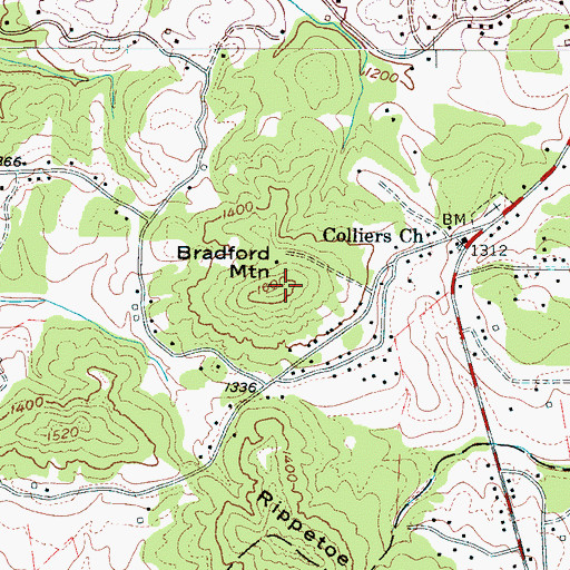 Topographic Map of Bradford Mountain, NC