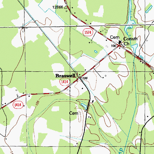 Topographic Map of Braswell, NC