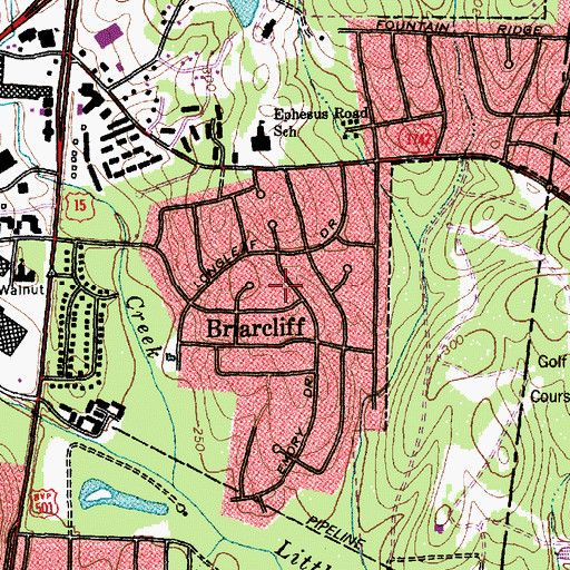 Topographic Map of Briarcliff, NC