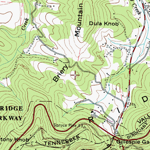 Topographic Map of Briery Mountain, NC