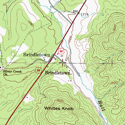 Topographic Map of Brindletown, NC