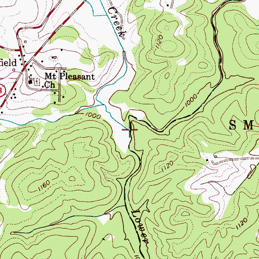 Topographic Map of Bristol Creek, NC