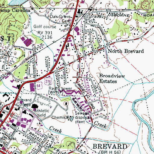 Topographic Map of Broadview Estates, NC