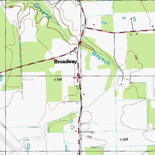 Topographic Map of Broadway, NC