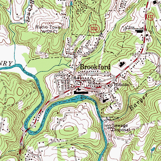 Topographic Map of Brookford, NC