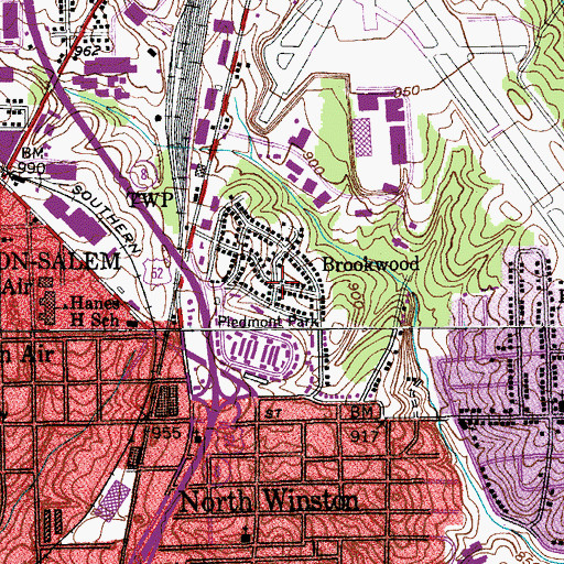 Topographic Map of Brookwood, NC