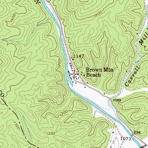 Topographic Map of Brown Mountain Beach, NC
