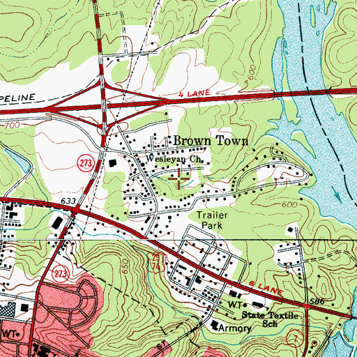 Topographic Map of Brown Town, NC