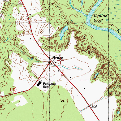 Topographic Map of Bruce, NC