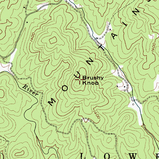 Topographic Map of Brushy Knob, NC