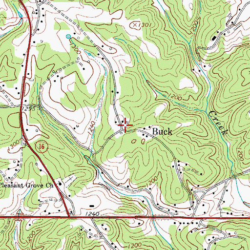 Topographic Map of Buck, NC