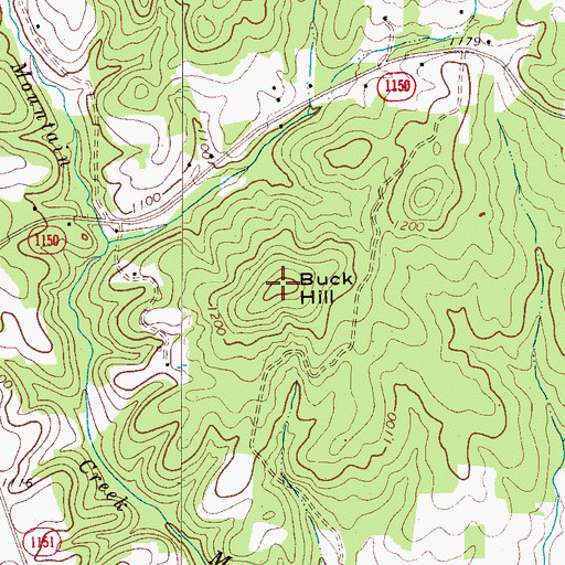 Topographic Map of Buck Hill, NC